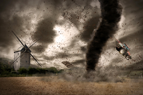Tornado on a farm field