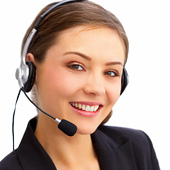 woman with phone headset on